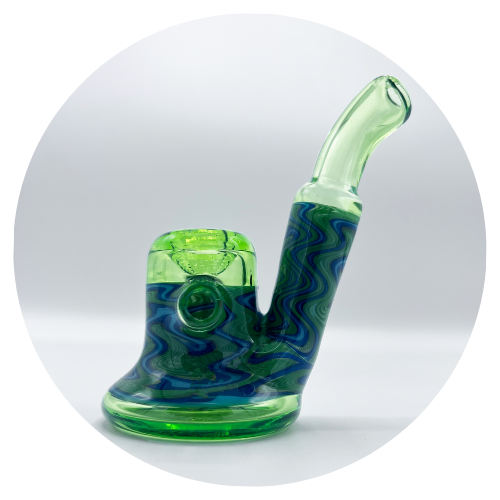 Green Clover Squatlock Glass Pipe