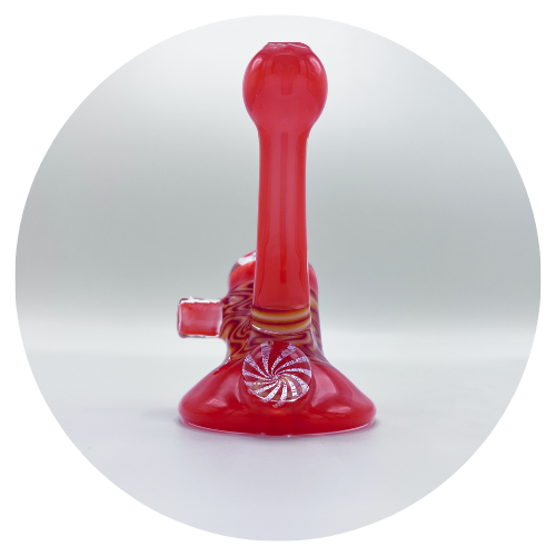Wavy Red Squatlock Glass Pipe