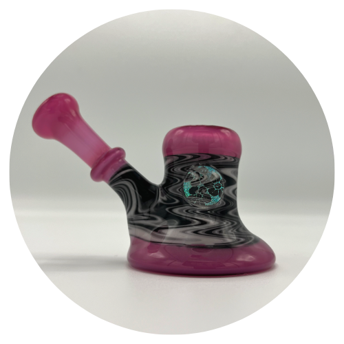 Raspberry Zebra Squatlock Glass Pipe