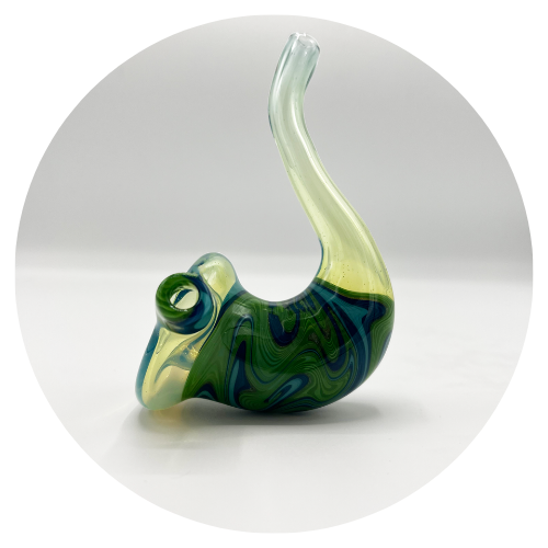 Wavy Green Glass Sherlock Pipe