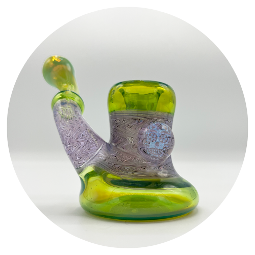 Wavy Green Squatlock Glass Pipe