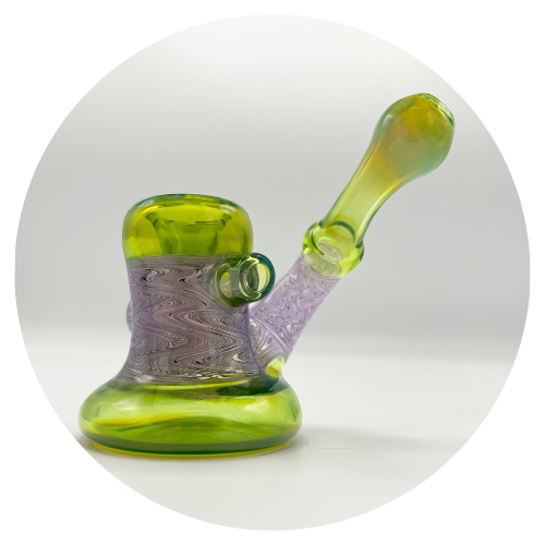 Green Skull Squatlock Glass Pipe