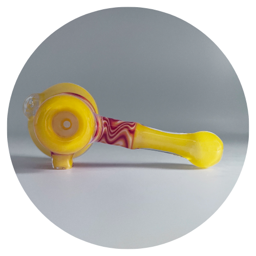 Wavy Red & Yellow Squatlock Glass Pipe