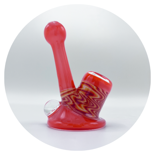 Wavy Red Squatlock Glass Pipe