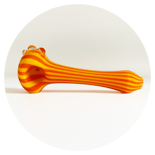 Sunset Stripe Glass Pipe, Vertical Orange and Yellow lines. 