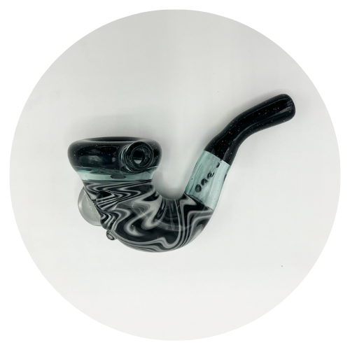 Black and white zebra print sherlock glass pipe